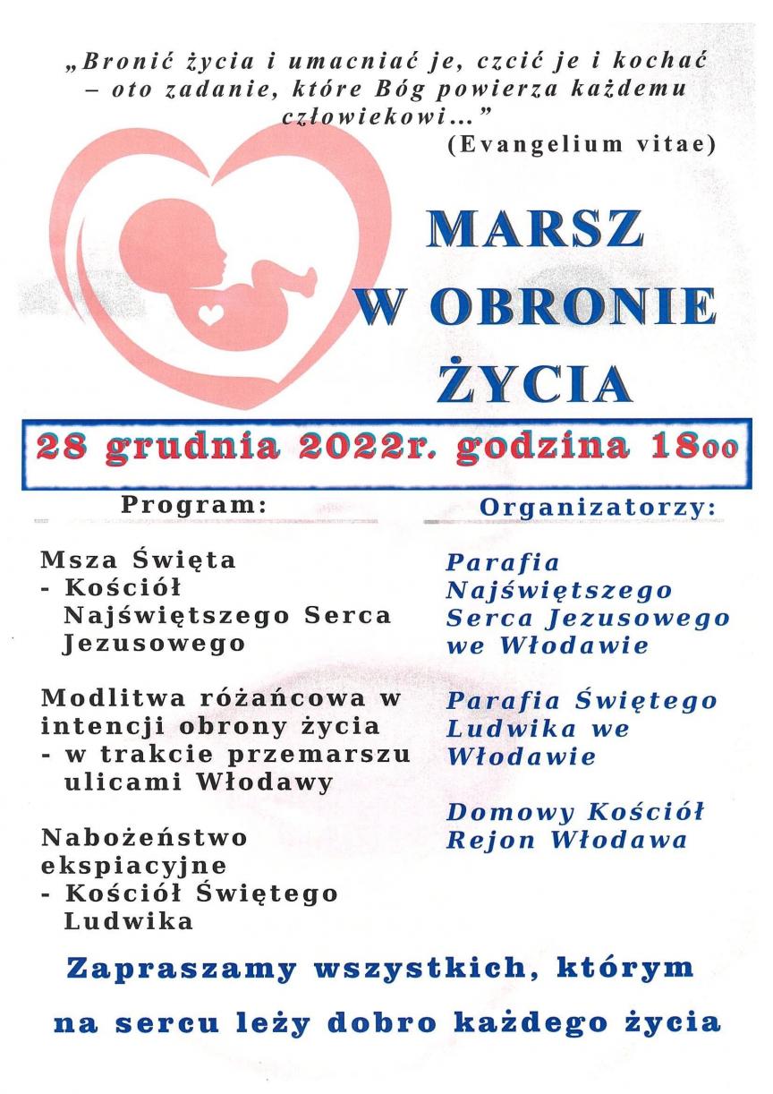 Marsz w obronie życia 28.12.2022 r. - Zapowiedź
